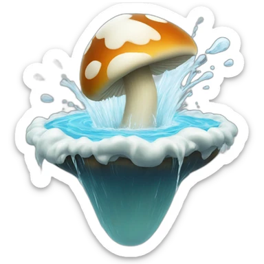 White water spurting from mushroom top sticker