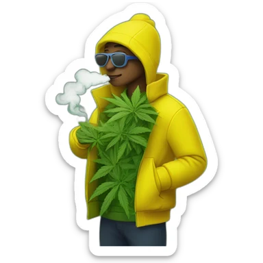 Weed smoker with lacoste yellow puffer sticker