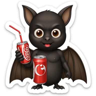 black bat drinkig soda sticker
