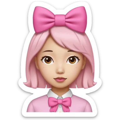 asian women with a pink bow in her hair sticker