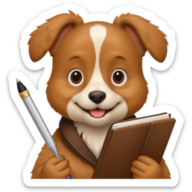 funny dog with diary and pen sticker