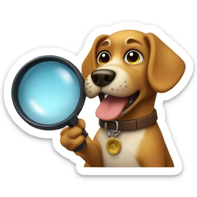 dog detective holding a magnifying glass in his mouth sticker