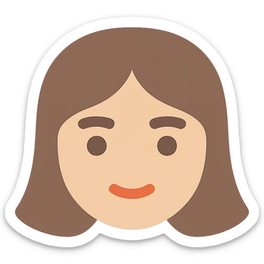 girl with brown hair and thick eyebrows, color icon sticker