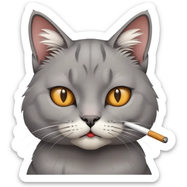 cat with cigarette in mouth staring intensely sticker