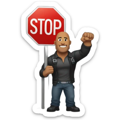 The rock holding up a stop sign sticker