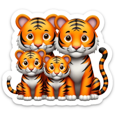 Tiger family with cubs sticker
