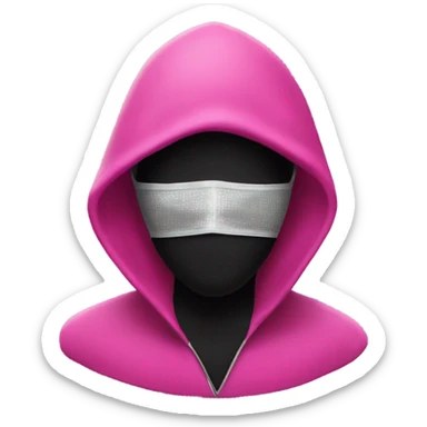 Pink hooded man with a black mesh mask that has an outline of a diamond in the colour white  sticker