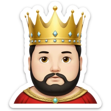 Bearded King, young fat king with short black beard, wearing crown
 sticker