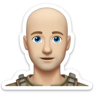 bald pretty brave slavic blue-eyed guy sticker