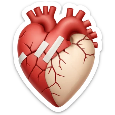 A cracked heart with a tiny bandage sticker