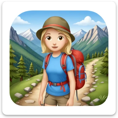 girl back packing mountains background  sticker