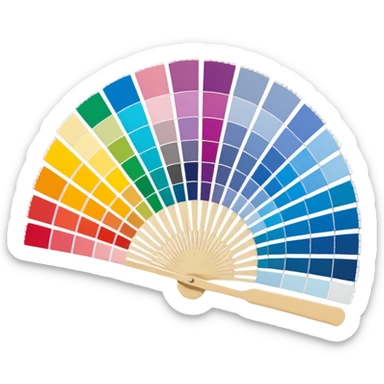 Pantone color swatch fan. The swatches should be fanned out, each with a different color. sticker