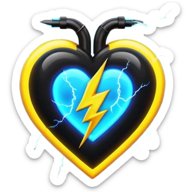 heart with black lightning sticker