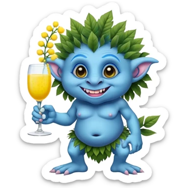 Blue troll with mimosa sticker