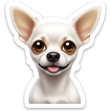 Chihuahua with a white body, black ears, brown splotchcnnes next to his eyes but a white part down the middle of its head to its nose, sending a kiss  sticker
