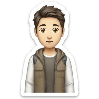 Young korean male brown hair techware outfit sticker