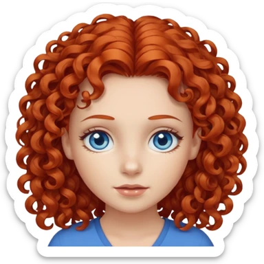 Girl with curly red hair and blue eyes sticker