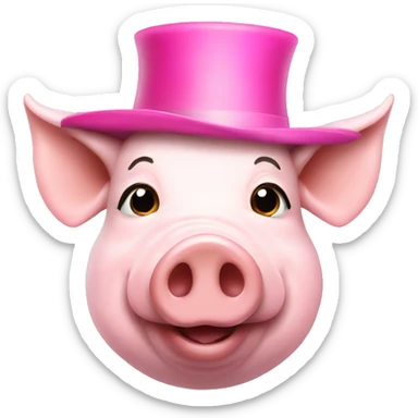 Pig with a top pink hat sticker