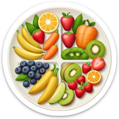 healthy food plate with fruits and vegetables sticker