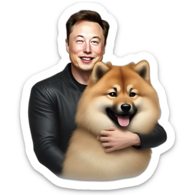 elon musk petting a eurasier sticker