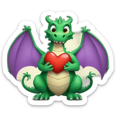 Dragon with a heart in its legs sticker