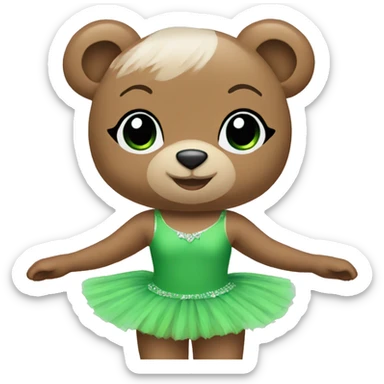 Ballerina bear with a green tutu sticker