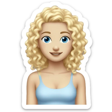 Tall curly blonde girl blue eyes pale  sticker