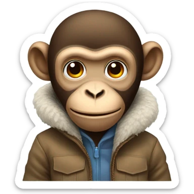 Monkey in winter clothes sticker