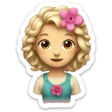 Cute doy with a bow and a flower in her hear sticker