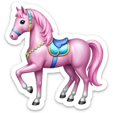 Extremely sparkly light pink horse sticker