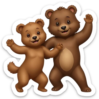 un ours très joyeux qui danse avec un chien sticker