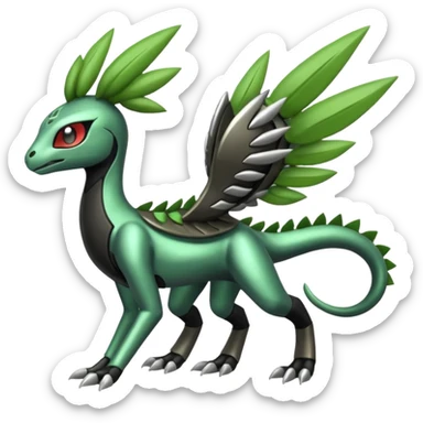 Meloetta-Zygarde-Sceptile-Protogen-hybrid-fusion-Fakémon-creature, full body sticker