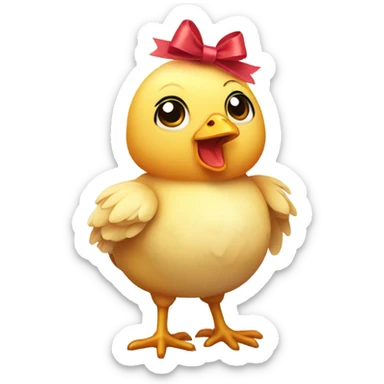 Little chicken wearing a bow sticker