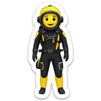 scuba diver BLACK AND YELLOW sticker