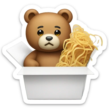 Teddy with asia noodle box sticker