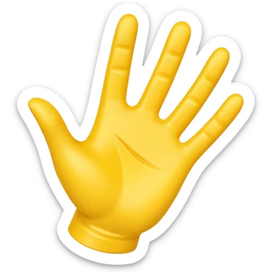 3D yellow hand wave icon no background sticker