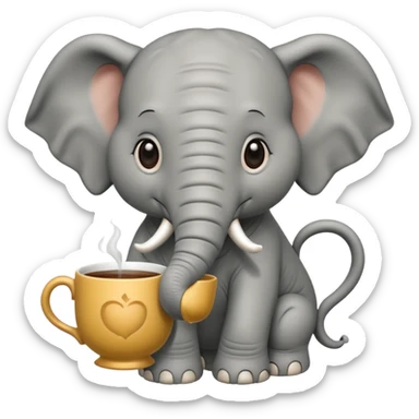 elephant with tea cup sticker