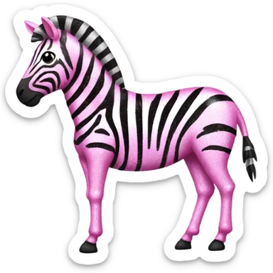 Pink full-body zebra with glitter sticker