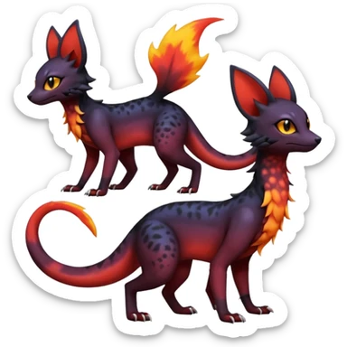 Dark magma-gradients-colored Salandit-Umbreon-Genet-Noivern-Noibat-Serval-Hybrid (Full body) sticker