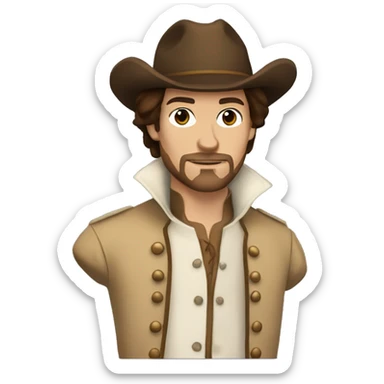 Musketeer beige jaket brown hair no mustache sticker
