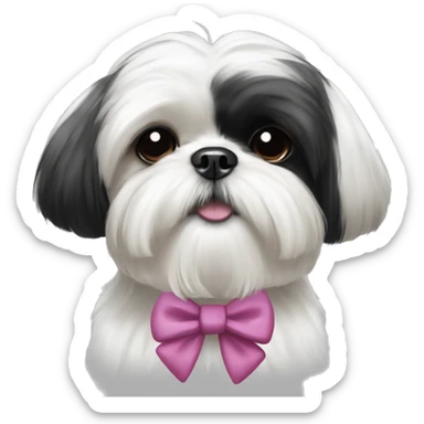 Black and white Shih Tzu with a topknot and bow sticker