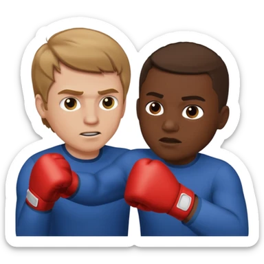 White man with light brown hair punching black man  sticker