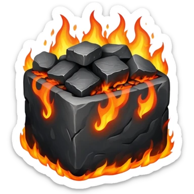 square of burning coal sticker