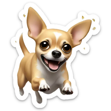 A chihuahua jumping and exploding into confetti sticker