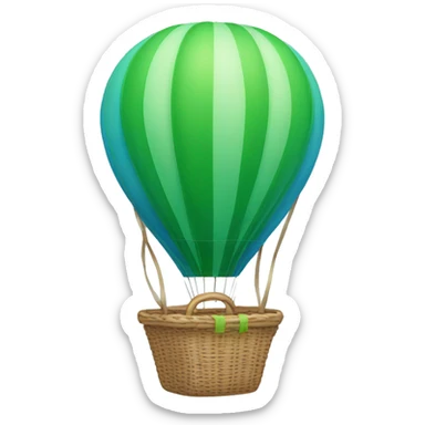a minimal air balloon with green and small basket and full blue air balloon sticker