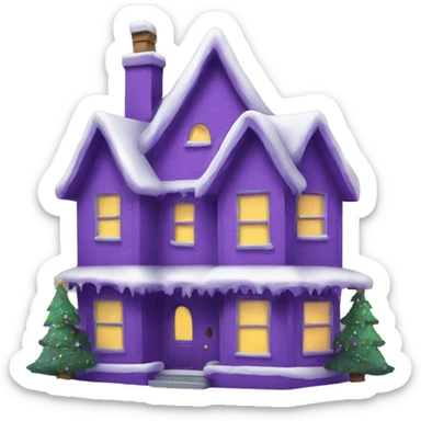 Christmas house purple sticker