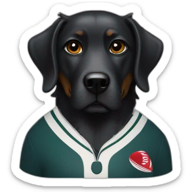 Chien noir rugbyman sticker