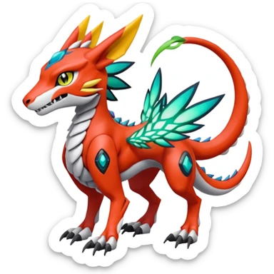 Meloetta-Guilmon-Wargreymon-Sergal-Pokémon-Digimon-Fakémon-fusion-hybrid-creature sticker