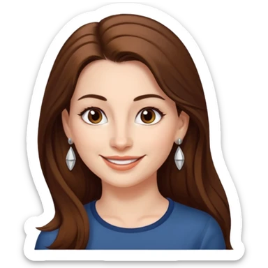 Head without neck of a 35-year-old woman, white skin, long brown hair combed to the left side and small silver earrings, small lips and pointed nose, brown eyes. sticker