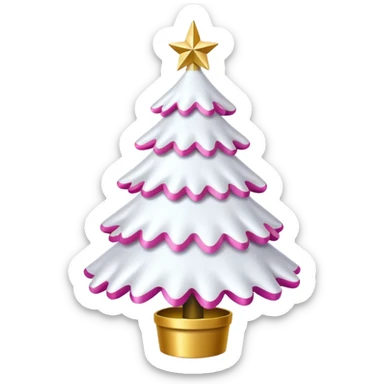 WHITE CHRISTMAS TREE WITH PINK BOWS AND GOLD TINSEL sticker